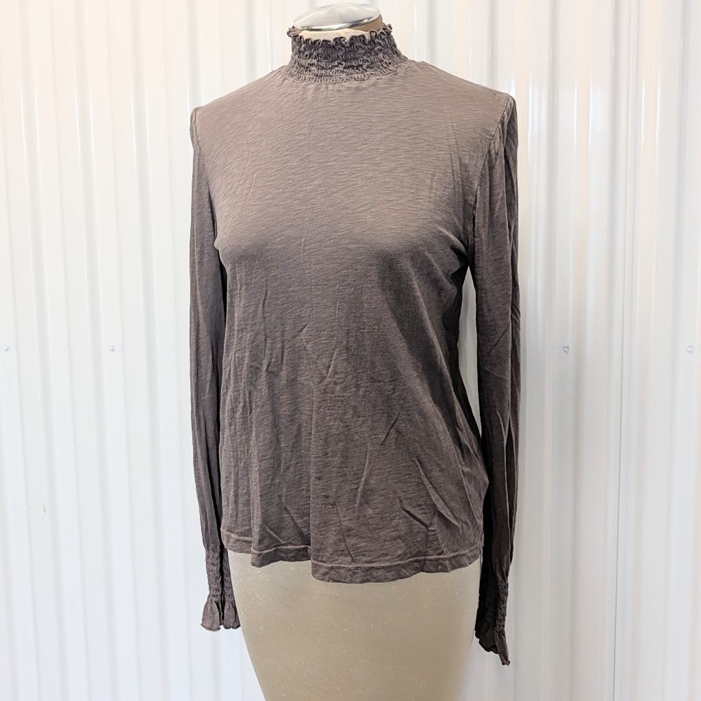 Sundry Smocked Neck Pima Cotton Top 2 S